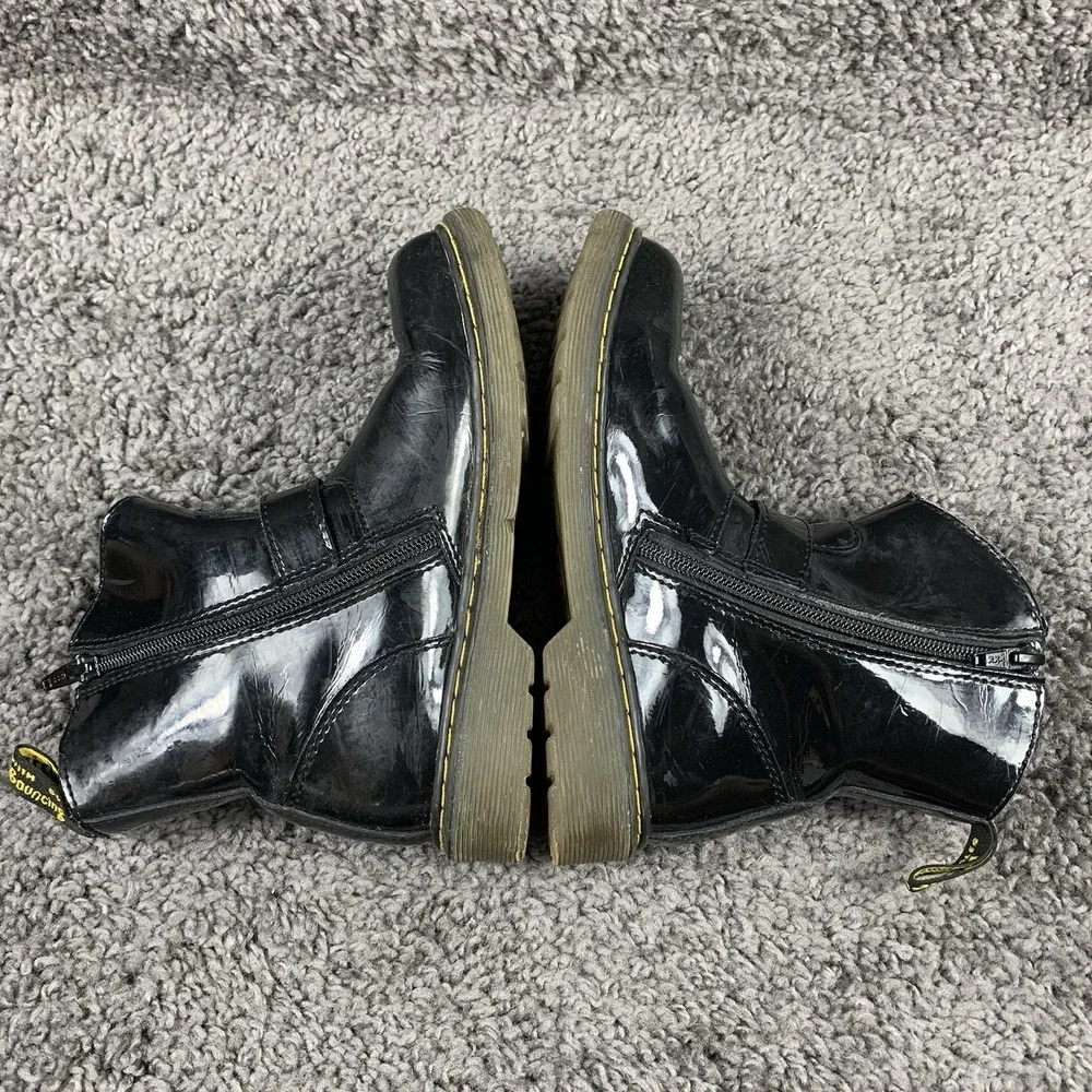 Dr. Martens Blip Junior Patent Leather Black Biker Boots Size US 3 EU 34